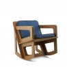 Aero rocking chair vintage style chocolat frame and blue cushion