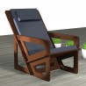 Fauteuil de jardin avec dossier haut et appui-tête. Assise inclinée à 22°.