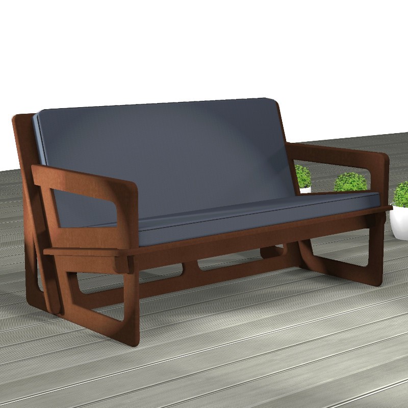 Canapé de jardin sur mesure avec coussin noir