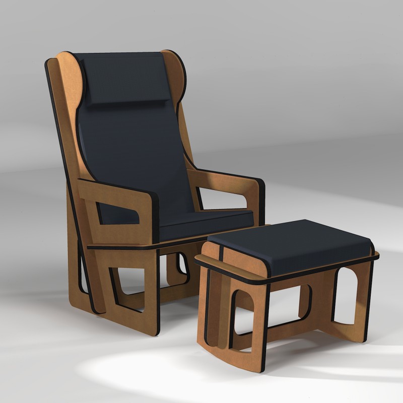 Tilting legrest as an option for a custom made armchair