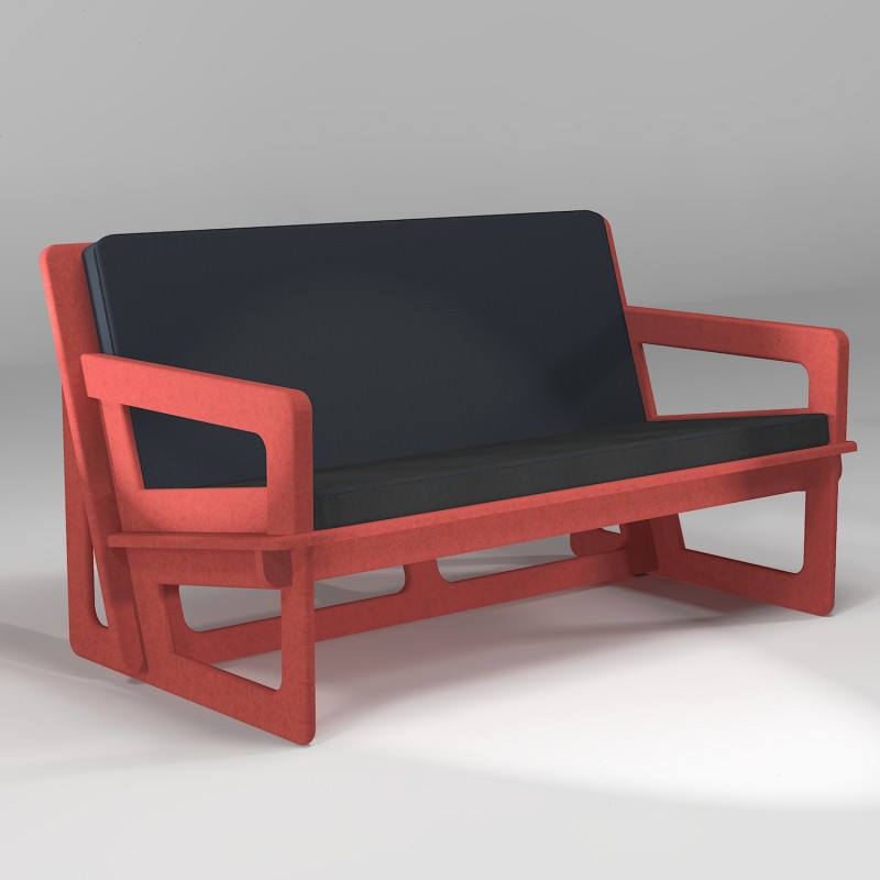 Canapé rouge sur mesure Spacio, pour intérieur ou extérieur