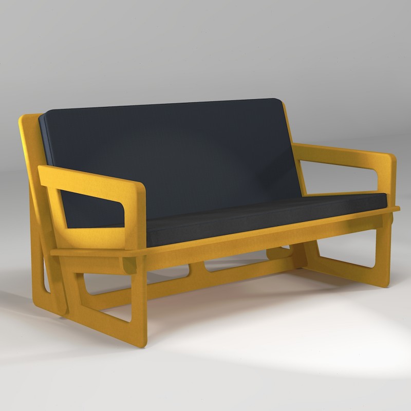Canapé jaune fabriqué à votre taille sur mesure