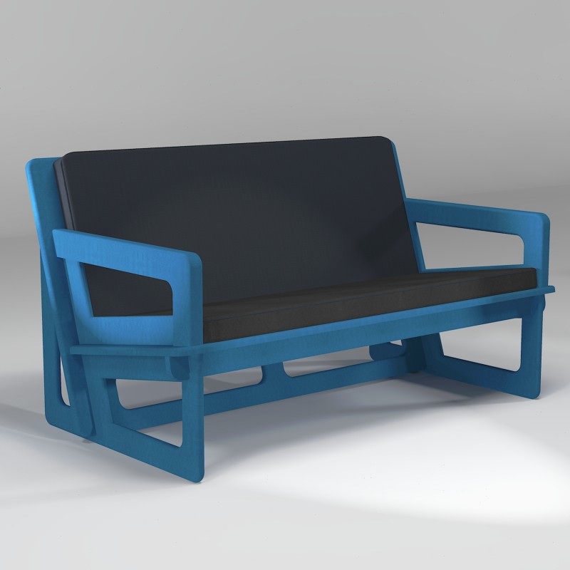 Blue Spacio custom-made sofa, for indoor or outdoor use