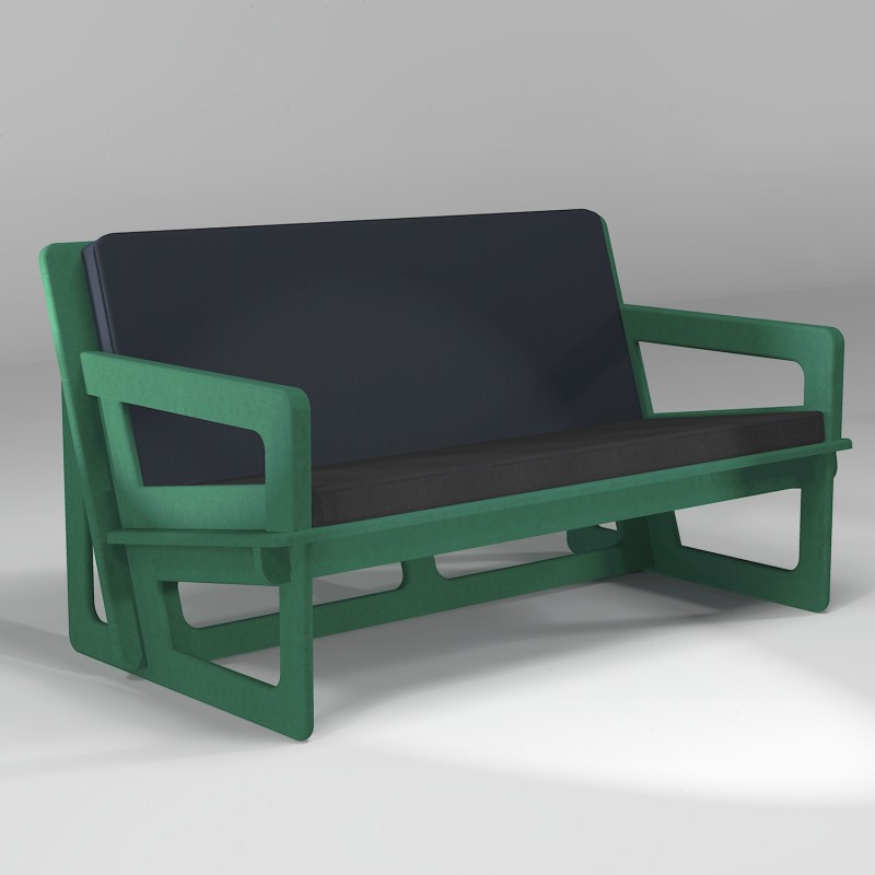 Canapé vert, fabrication sur-mesure, pour intérieur ou extérieur