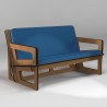 Canapé sur-mesure en MDF huilé, coussin  bleu