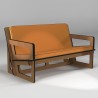 Canapé sur-mesure en MDF huilé, coussin brun