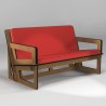 Canapé sur-mesure en MDF huilé, coussin rouge
