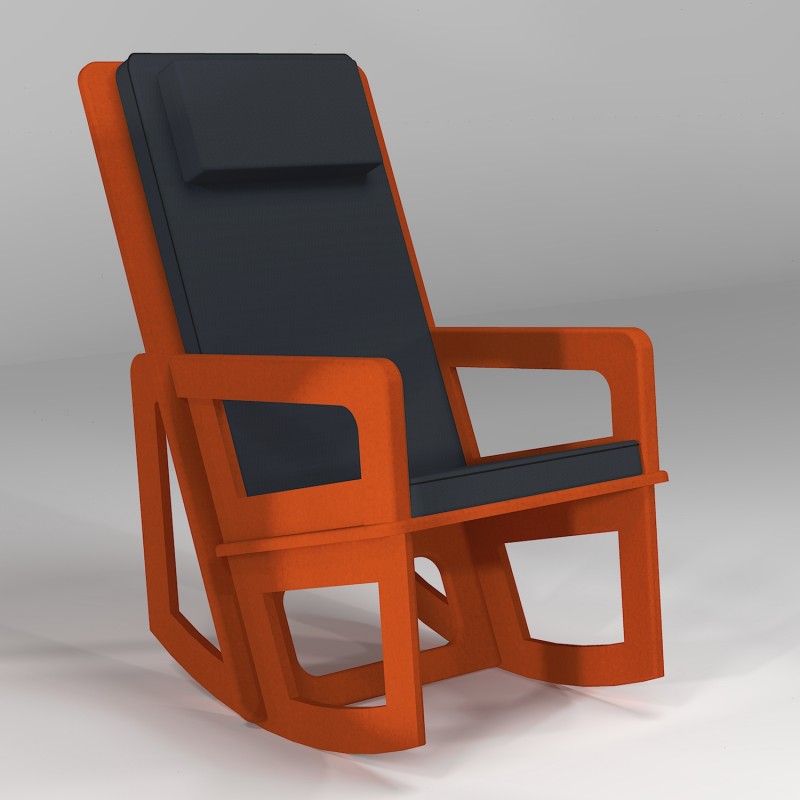 Fauteuil à bascule orange avec dossier haut