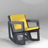Fauteuil à bascule gris foncé sur-mesure, dossier mi-hauteur