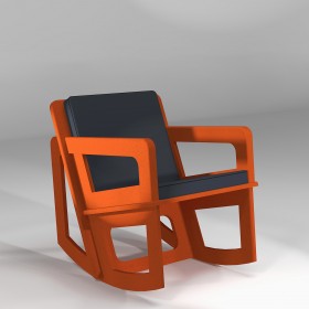 Fauteuil à bascule orange avec dossier mi-hauteur