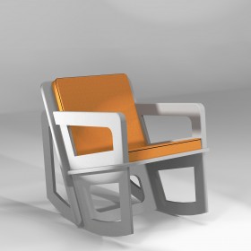 Rocking chair gris clair avec dossier mi-hauteur
