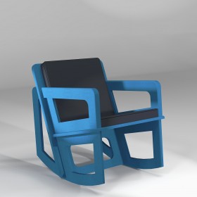 Fauteuil à bascule bleu avec dossier mi-hauteur