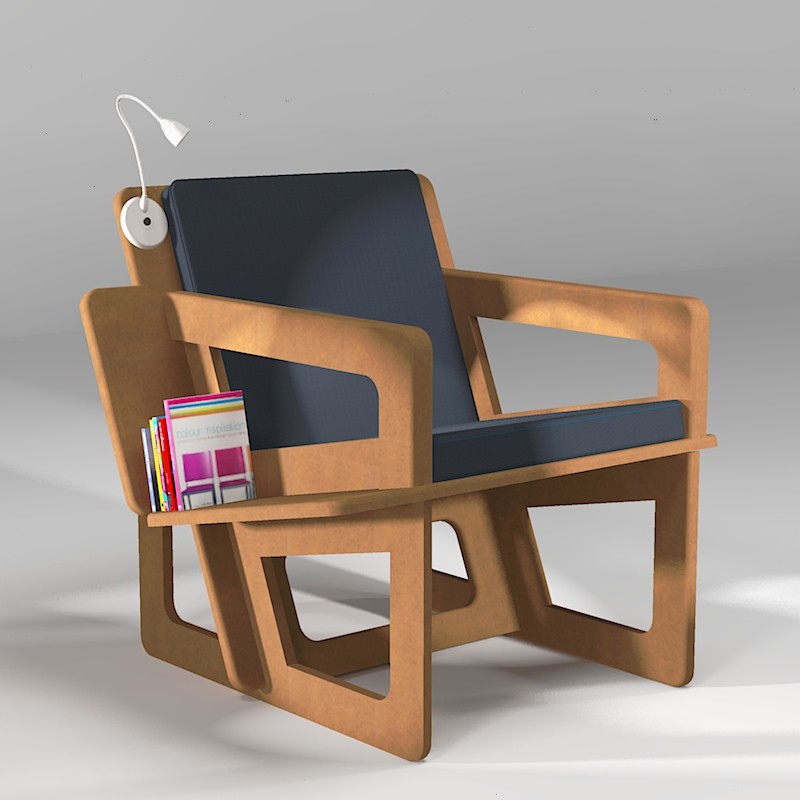 Biblio Aero is a lounge chair, with a book shelf , tailor-made to fit your size from XXS to 5XL