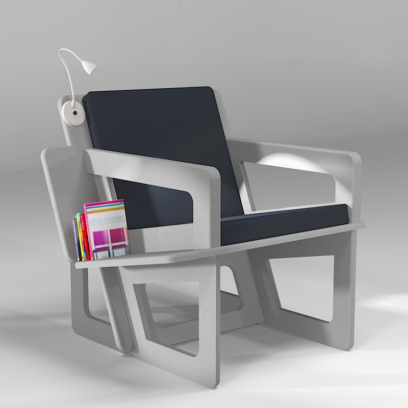 The light grey bookshelf chair, tailor-made for small, medium or tall people