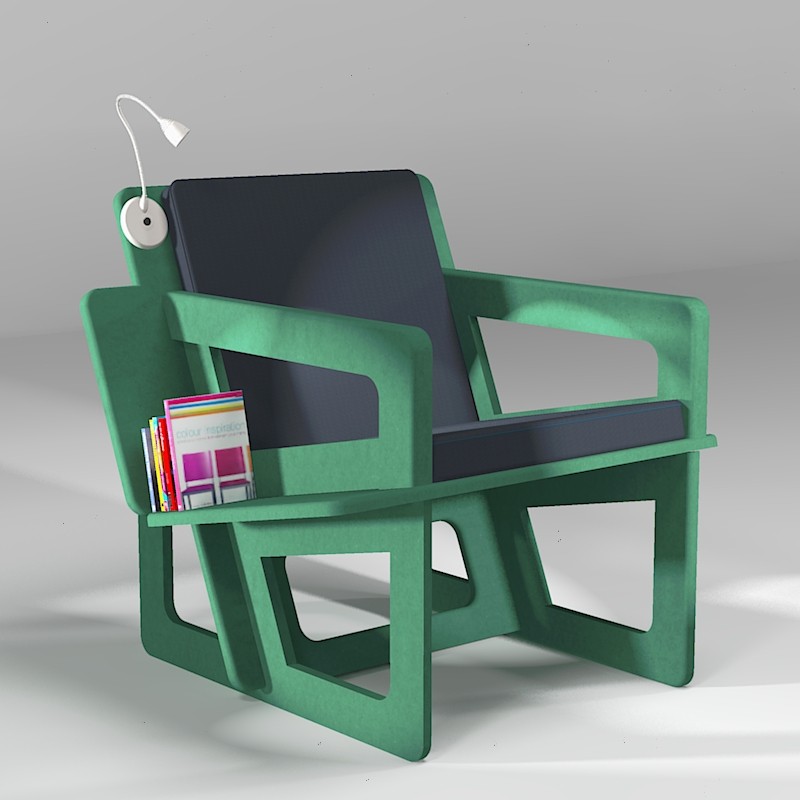 The green bookshelf chair, tailor-made for small, medium or tall people