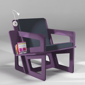 The purple bookshelf chair, tailor-made for small, medium or tall people