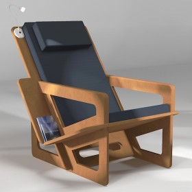 Fauteuil de lecture d'intérieur, sur-mesure  brun, dossier appui-tête