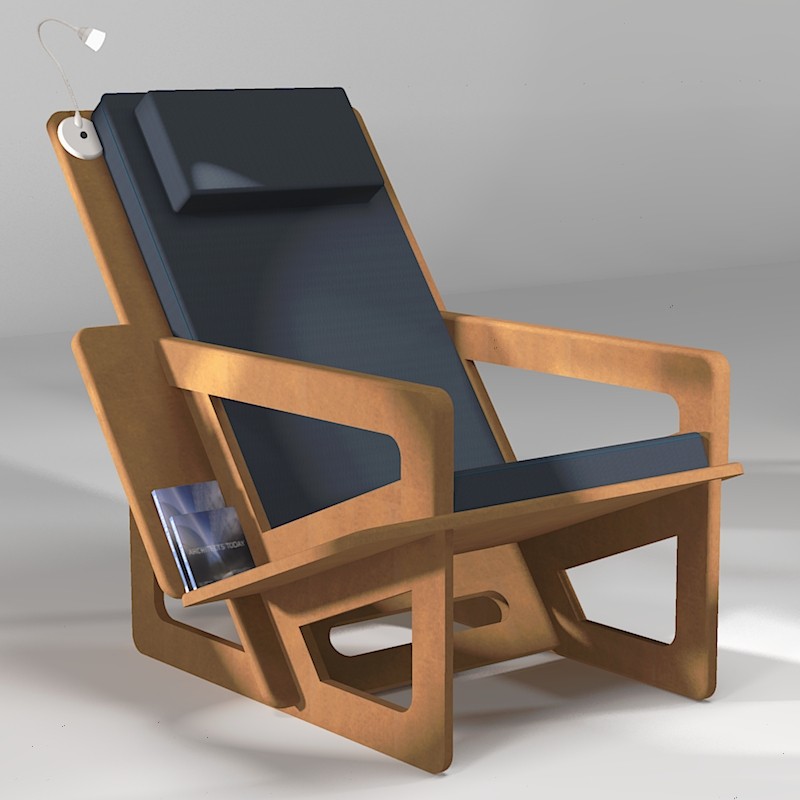 Fauteuil de lecture d'intérieur, sur-mesure  brun, dossier appui-tête