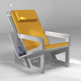 Light grey bookshelf chair with headrest, tailor-made for small, medium or tall people