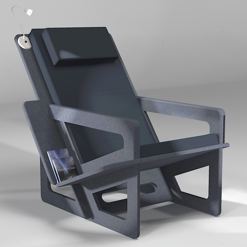 Dark grey bookshelf chair with headrest, tailor-made for small, medium or tall people