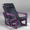 Fauteuil de lecture violet, taillé sur-mesure, dossier haut avec appui-tête