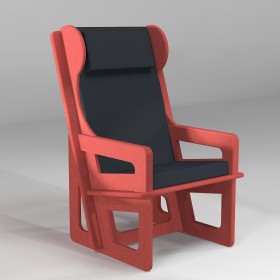 Wingback chair red, tailor made