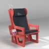 Bergère à oreilles rouge avec option liseuse et bibliothèque
