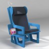 Wingback chair blue with an optional bookshelf and a reading light
