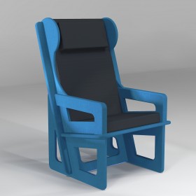 Wingback chair blue, tailor made