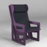 Bergère à oreilles violet avec option liseuse et bibliothèque