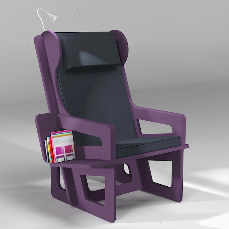 Wingback chair purple, made to measure for comfort and ergonomy
