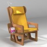 Wingback chair with yellow cushions