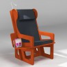 Wingback chair orange, tailor made with option bookshelf and reading light