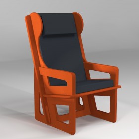 Wingback chair orange, tailor made