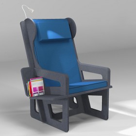 Bergère à oreilles gris foncé avec option liseuse et bibliothèque