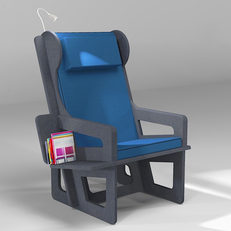 Bergère à oreilles gris foncé avec option liseuse et bibliothèque