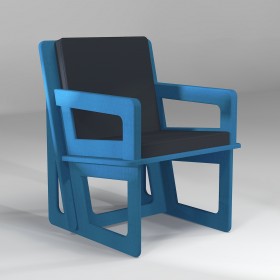 Fauteuil d'activité bleu sur-mesure, pour manger, jouer ou se relever facilement quelque soit sa taille
