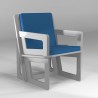 Tailor-made light gray activity armchair, to eat, play or stand up easily whatever your size - blue cushions