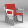 Tailor-made light gray activity armchair, to eat, play or stand up easily whatever your size - red cushions