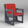 Fauteuil d'activité gris foncé sur-mesure, coussin rouge