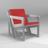 Fauteuil gris clair sur mesure coussin rouge