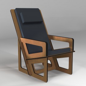 Fauteuil pour le dos, sur-mesure, dossier haut avec appui-tête, coussin noir