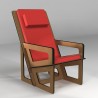 Fauteuil pour le dos, sur-mesure, dossier haut avec appui-tête, coussin rouge