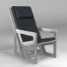 Fauteuil pour le dos fabriqué sur-mesure, dossier haut avec appui-tête, coussin anthracite